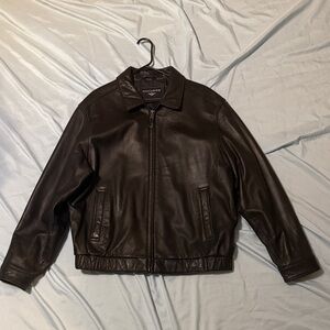 Dockers Men's Leather Bomber Jacket Large